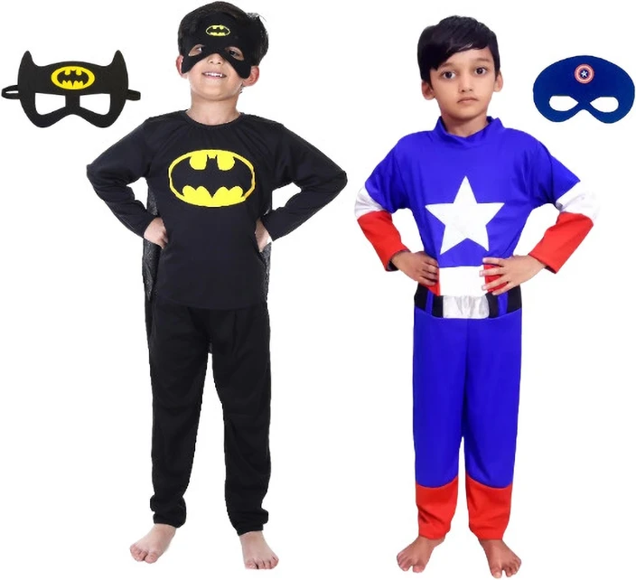 Captain America & Batman kids costume dress combo 2 dress for 2 to 8 years Kids Costume Wear